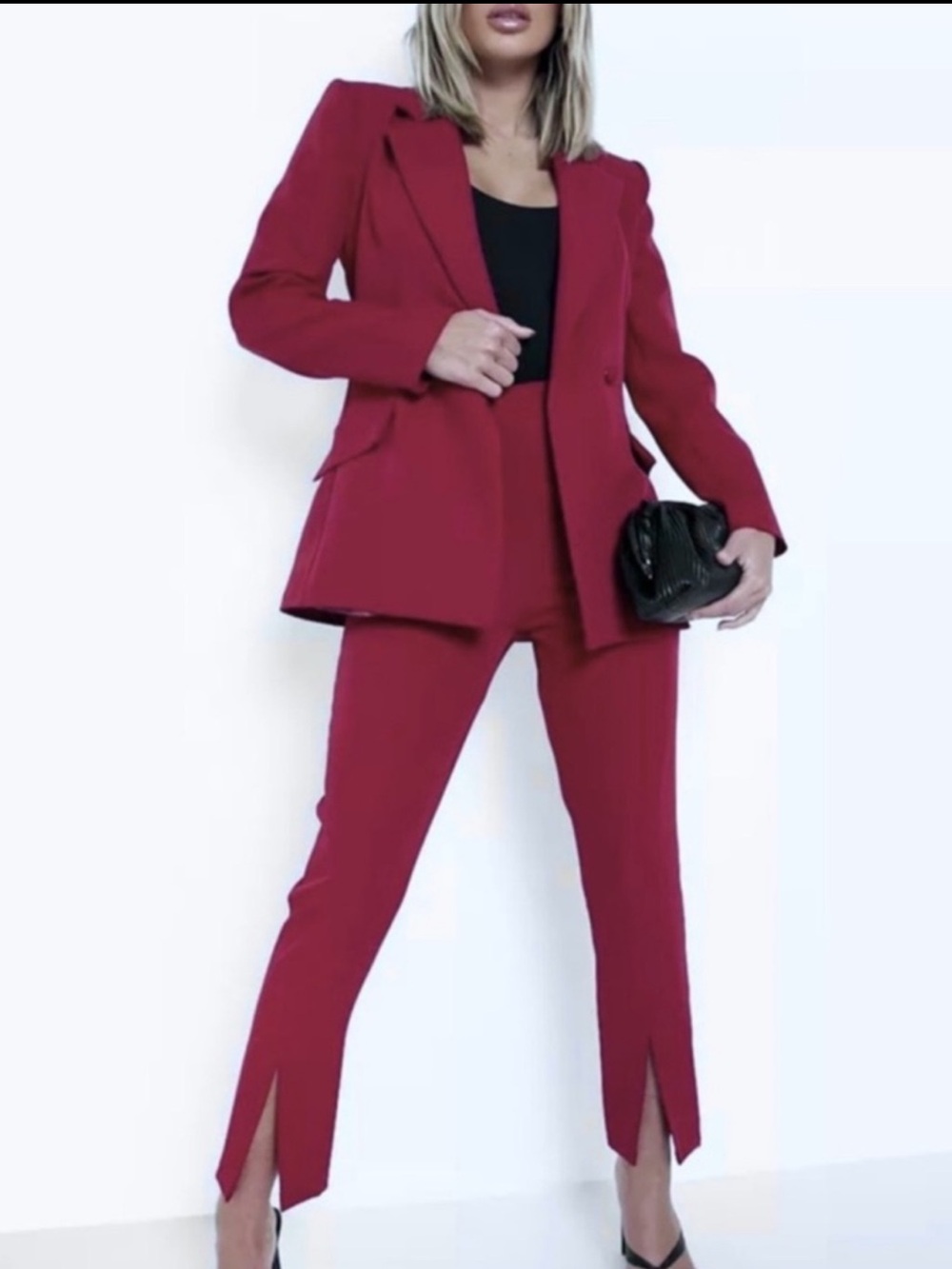 NWT Boohoo Maya Split Front Slim Trouser